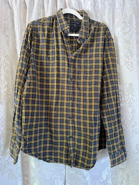 Banana Republic Black and Yellow Plaid Slim-Fit Shirt